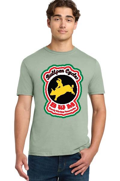 Young man wearing green graphic t-shirt
