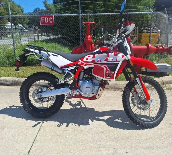 Dirt bike with knobby tires