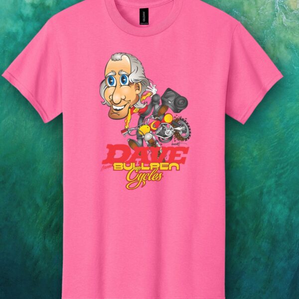 Bullpen Cycles Pink Shirt with Caricature